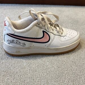 Nike Kids White and Pink Air Sneakers